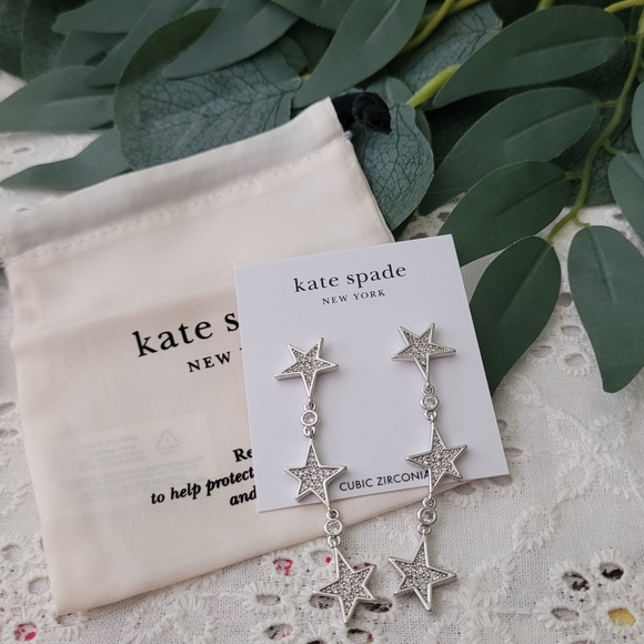kate spade Jewelry - Kate Spade Silver Crystal Drop Earrings